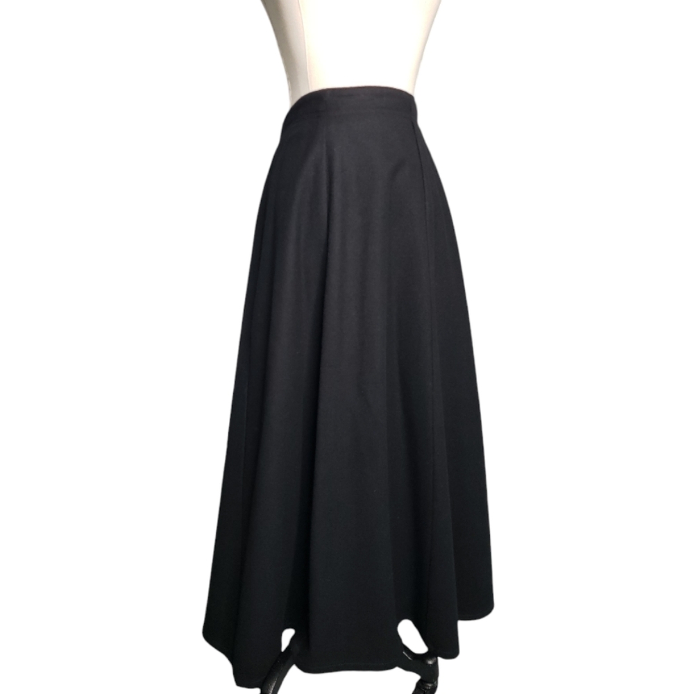 Vtg Wool Panel Maxi Skirt Minimalist Winter 80's Flared Full Flaw Statement OS